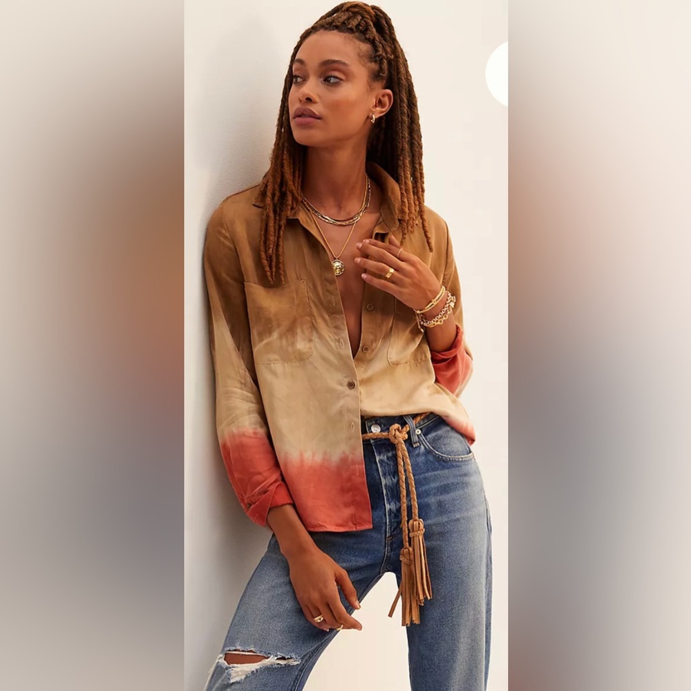 Cloth & Stone X Anthropologie Ombré Tie-Dye Button Down